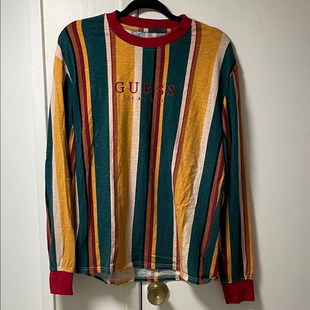 Original Old  School Guess Multicolor Cotton Striped Long Sleeve Shirt size S